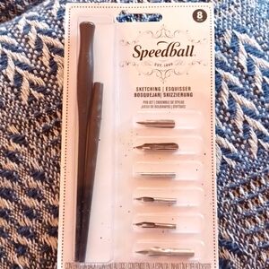 Speedball Artists Pen Set - 2 Penholders w/ 6 Nibs, 3 Pen Tips